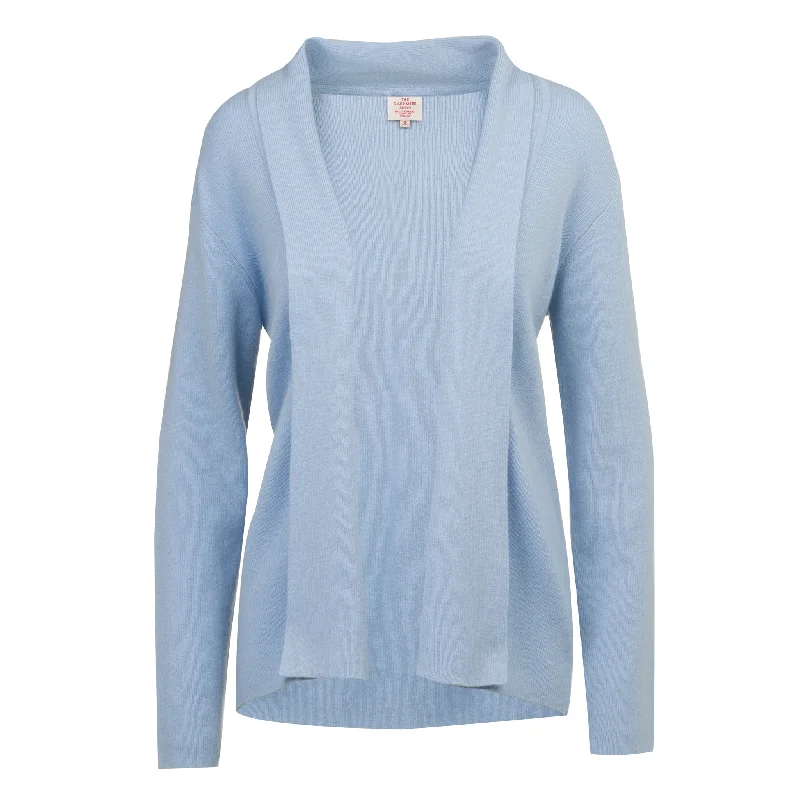 Ribbed Cashmere Cardigan in Baby Blue