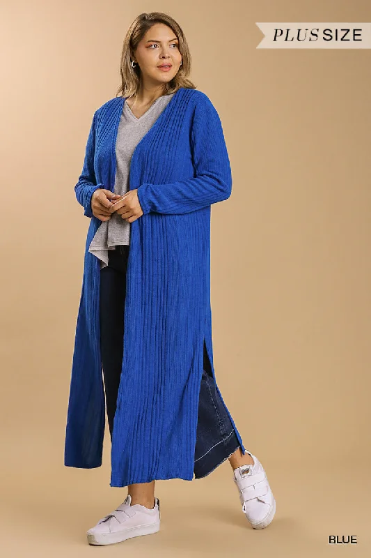 Plus Open Front Long Body Cardigan