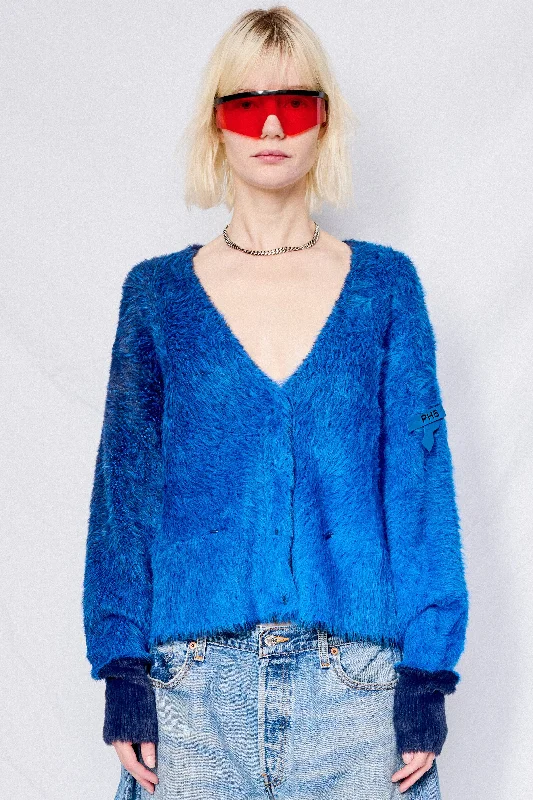 Electric Blue Ozzy Faux Fur Oversized Cardigan