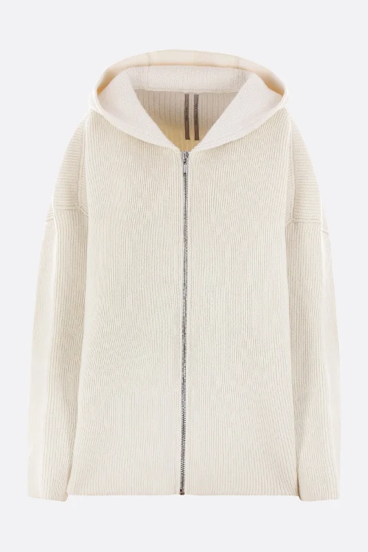 ribbed wool oversize full-zip cardigan